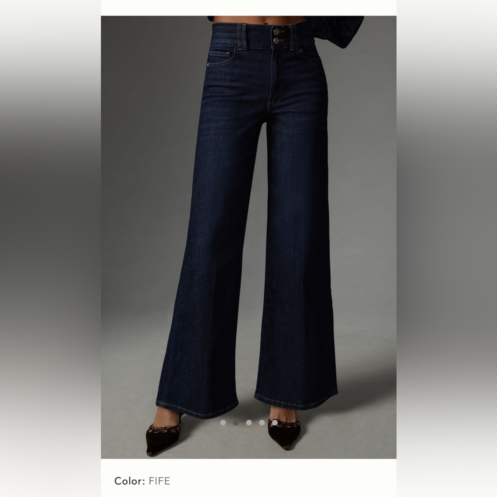 Frame Triple Binding High-Rise Stretch Wide-Leg Jeans